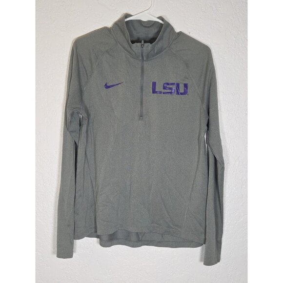 LSU Nike Dri-fit Gray Purple Logo Pullover Half Zip Size L - Picture 1 of 5